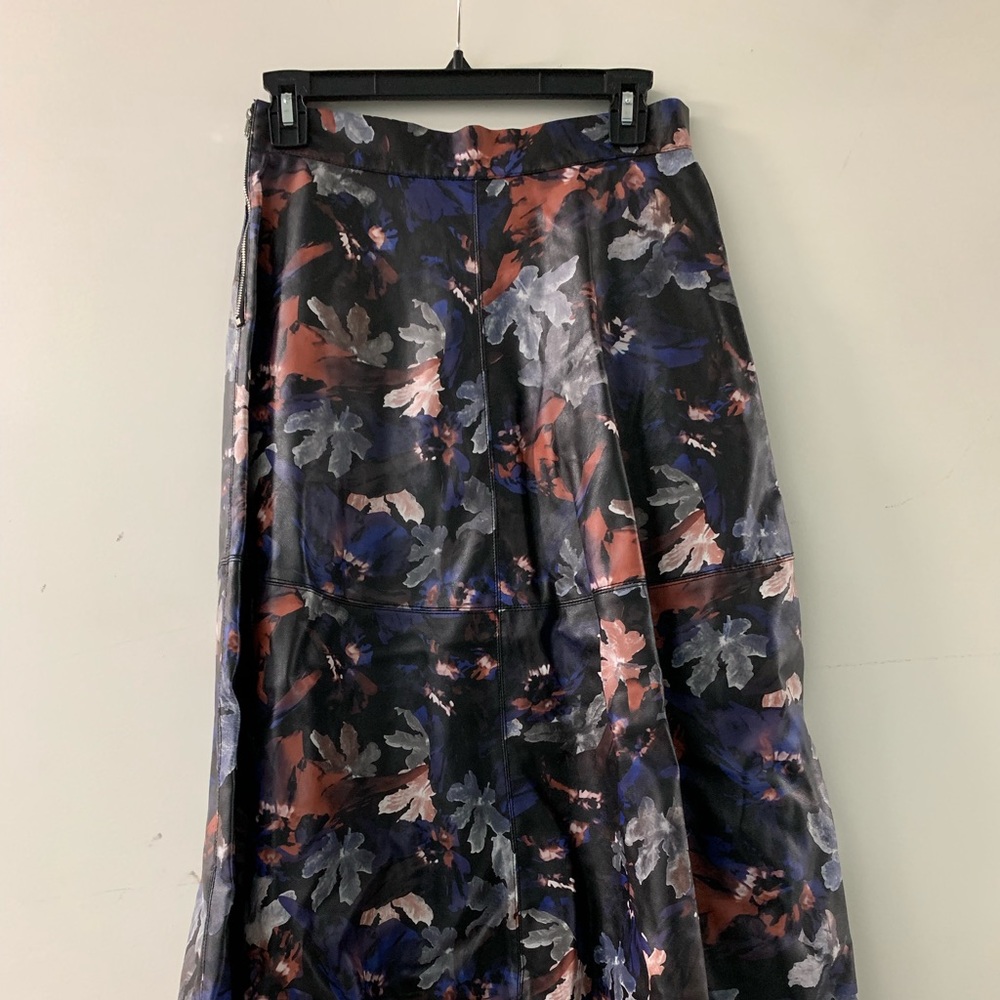 Zara Midi Floral Leather Skirt